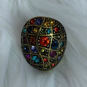 Multi colored fashion adjustable band ring